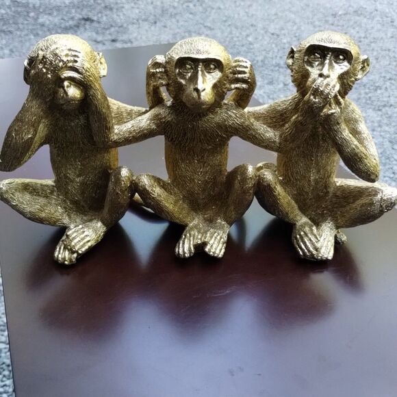 3 Wise Monkeys Statue Hear-No, See-No, Speak-No Evil Three Truths of Abstract - Picture 1 of 7